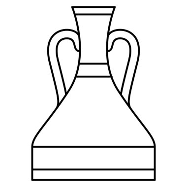 Bir vazo, üçgen şeklinde bir sürahi ve dar bir boynu var. Seramik vazo, iki saplı amforo. Vektör simgesi, özet, izole edilmiş