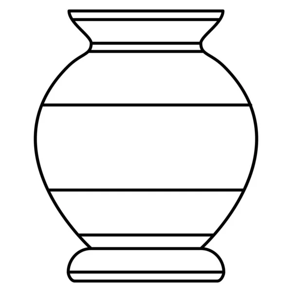 Ceramic Urn Spherical Shape Clay Vase Design Interior Vector Icon — Stock Vector