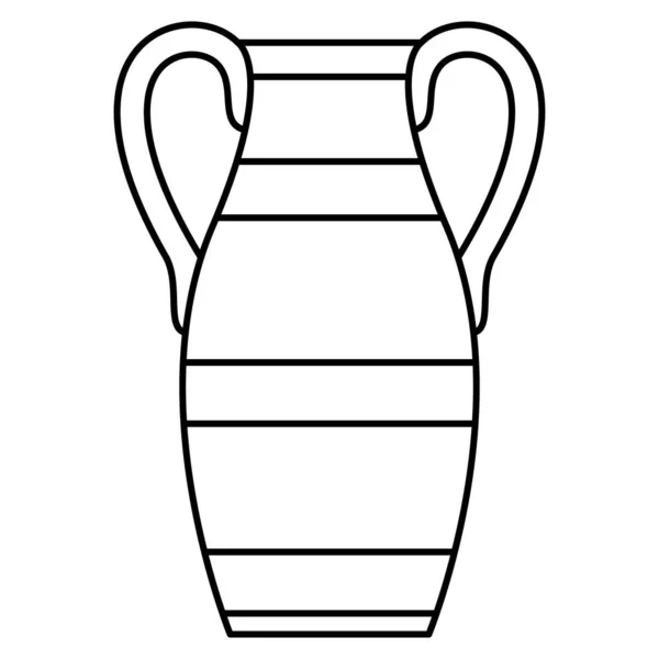 Grande Vaso Urna Spaziosa Anfora Ceramica Strisce Oggetto Interno Icona — Vettoriale Stock