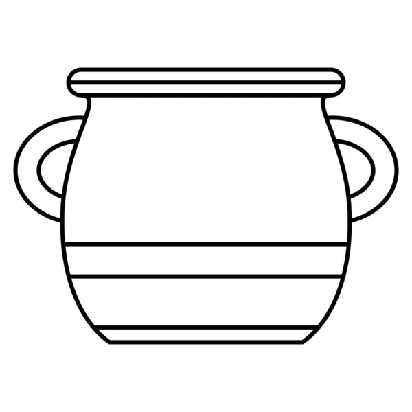 Amphore Ronde Avec Large Cou Deux Poignées Latérales Vase Céramique — Image vectorielle