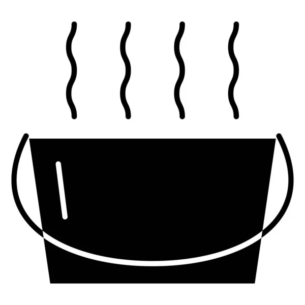 Dishes Hot Food Drink Saucepan Pot Eating Vector Icon Glyph — Stock vektor