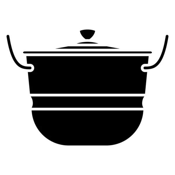 Μια Κλειστή Κατσαρόλα Καπάκι Για Μαγείρεμα Έξω Ανοιχτή Φωτιά Επιτραπέζια — Διανυσματικό Αρχείο