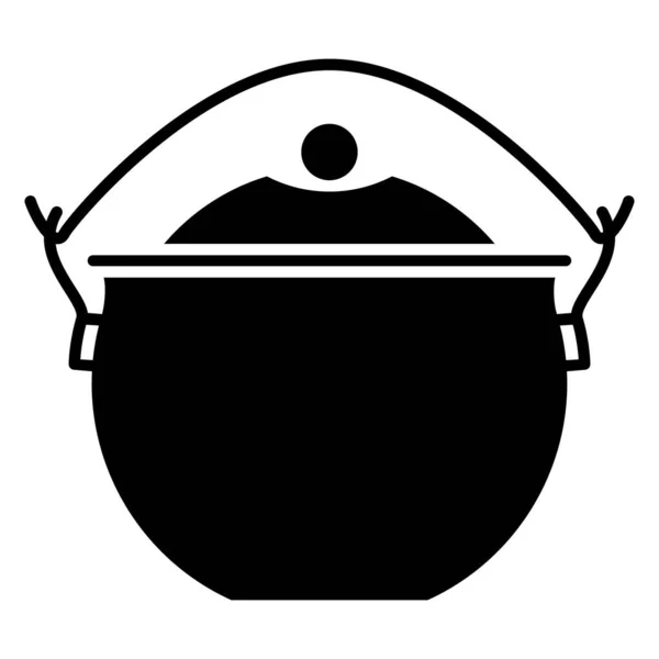 Μια Κατσαρόλα Κάμπινγκ Μια Κατσαρόλα Για Φαγητό Έξω Ένα Τόξο — Διανυσματικό Αρχείο