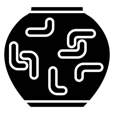 Tek bir dekoru olan küresel bir vazo. Vektör simgesi, kabartma, izole edilmiş