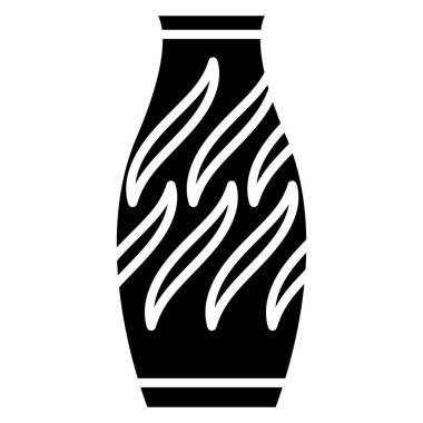 Vazo, amforo, köşegen elementlerle süslenmiş şişe. Vektör simgesi, kabartma, izole edilmiş