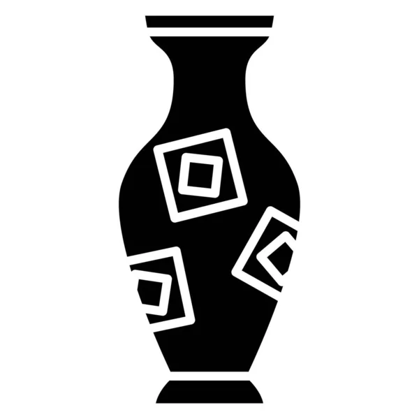 Vase Forme Classique Avec Décor Carrés Losanges Icône Vectorielle Glyphe — Image vectorielle