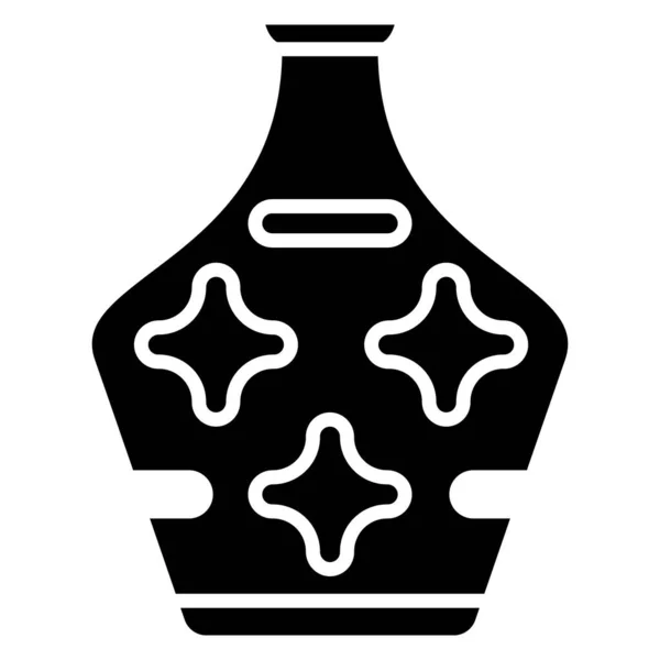 Vase Bottle Decorative Cutouts Vector Icon Glyph Isolated — Vetor de Stock