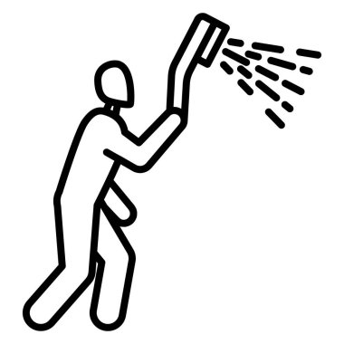 Bir kişi duşta banyo yapıyor. Her gün hijyen. Duş için bir amblem. Vektör simgesi, özet, izole edilmiş