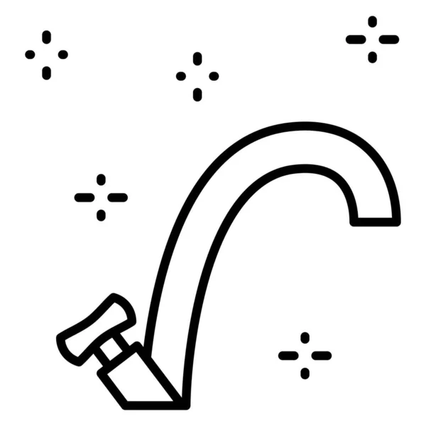 Küchenarmatur Der Wasserhahn Für Das Waschbecken Badezimmer Vektor Symbol Umriss — Stockvektor