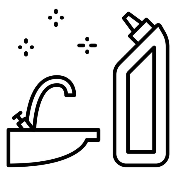 Een Fles Wasmiddel Voor Wastafel Sanitaire Behandeling Van Badkamer Toilet — Stockvector
