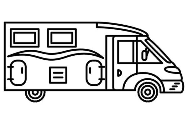 Motorhome Family Travel Roomy Vehicle Recreation Bus Camping Vector Icon — Stock Vector