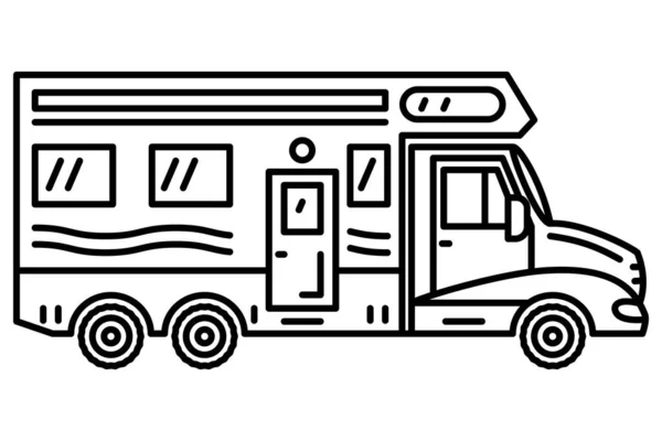 Trailer Car Travel Recreational Vehicle Family Tourism Camping Vector Icon — Stock Vector