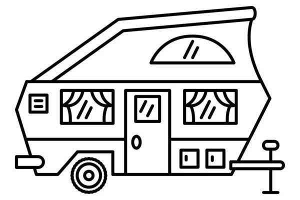 Car Van Trailer Traveling Autonomous Motorhome Camping Glamping Vector Icon — Vetor de Stock