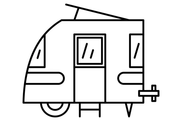 Миниатюрный Дом Колесах Открытым Люком Крыше Наверху Рекреационный Автомобиль Поездка — стоковый вектор