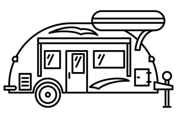 Motorhome Trunk Top Recreational Vehicle Family Camping Traveling Vector Icon — Stock Vector