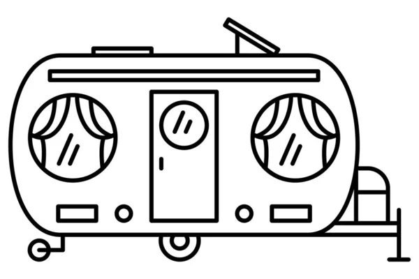 Recreational Vehicle Motorhome Windows Car Trailer Sunroof Vector Icon Outline — Stock Vector