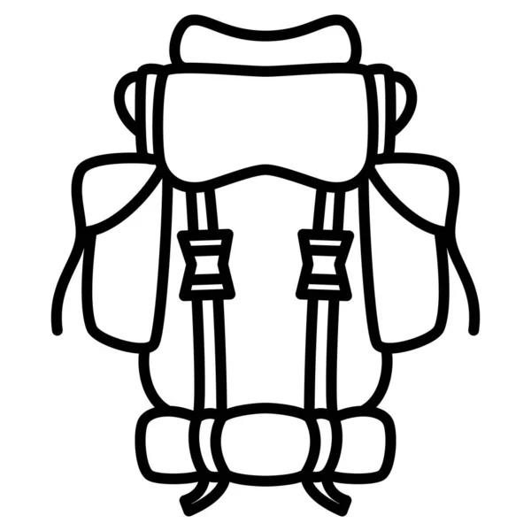 Roomy Backpack Side Compartments Tourist Traveler Backpack Vector Icon Outline — Stock Vector
