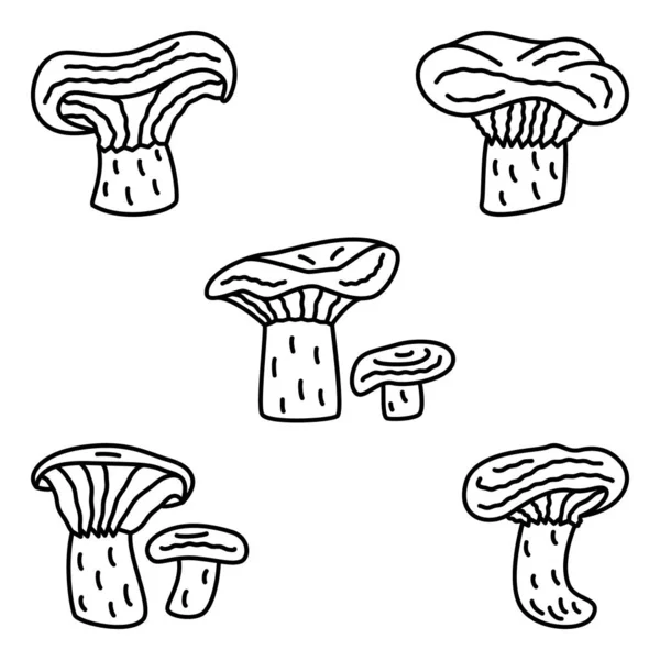 Mushroom Ginger Edible Forest Mushroom Collecting Lamellar Mushrooms Set Vector — 图库矢量图片