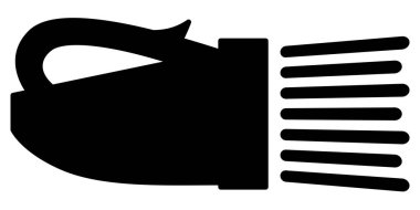 Portable flashlight with powerful light. Electric handheld flashlight. Vector icon, silhouette, isolated