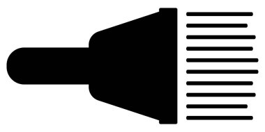 A flashlight with a simple design. Handheld portable flashlight for night lighting. Vector icon, silhouette, isolated