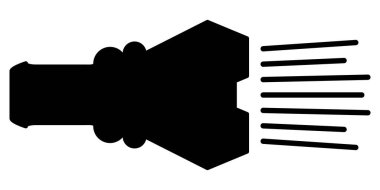 Flashlight for searching in the dark. Miniature pocket hand lantern. Vector icon, silhouette, isolated