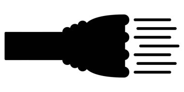 Miniature handheld flashlight. A flashlight for lighting, searching in the dark. Vector icon, silhouette, isolated