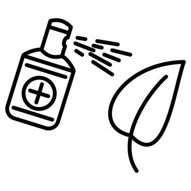 Spraying of plants, protection from diseases and harmful insects. Gardening, agronomy. Vector icon, outline, isolated