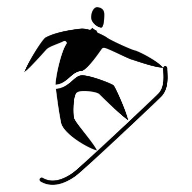 Kaykaylı bir adam. Sporda serbest stil. Kış sporları. Kışın olimpiyat sporları. Vektör simgesi, kabartma, siluet, izole edilmiş