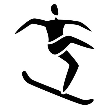 Tek bacaklı kaykaylı bir sporcunun duruşu. Kış sporları. Kışın olimpiyat sporları. Vektör simgesi, kabartma, siluet, izole edilmiş