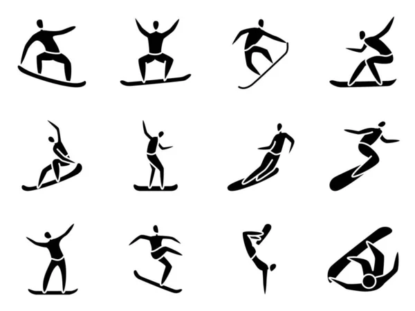 Winter sports, Olympic sports in winter. Skateboarding, outdoor activities, vacations, competitions.Set of vector icons, glyph, silhouette, isolated