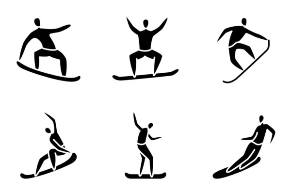 Winter sports, Olympic sports in winter. Snowboarding, jumping, freestyle. Set of vector icons, glyph, silhouette, isolated