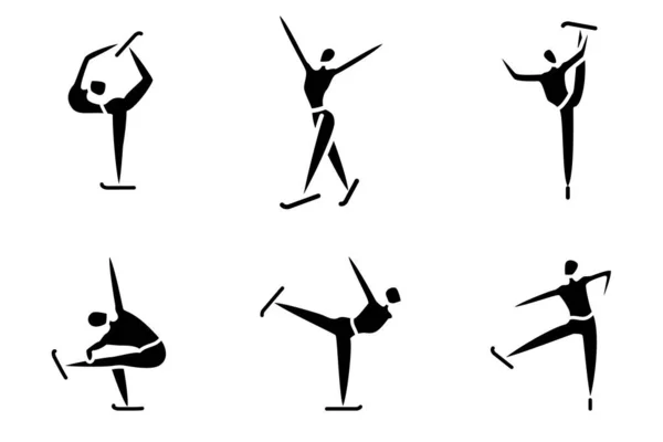 Winter sports, Olympic sports in winter. Figure skating, art and sports program. Set of vector icons, glyph, silhouette, isolated