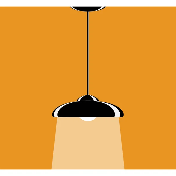 Wide Flat Lampshade Large Powerful Beam Lamp Lighting Room Ceiling — Stock Vector