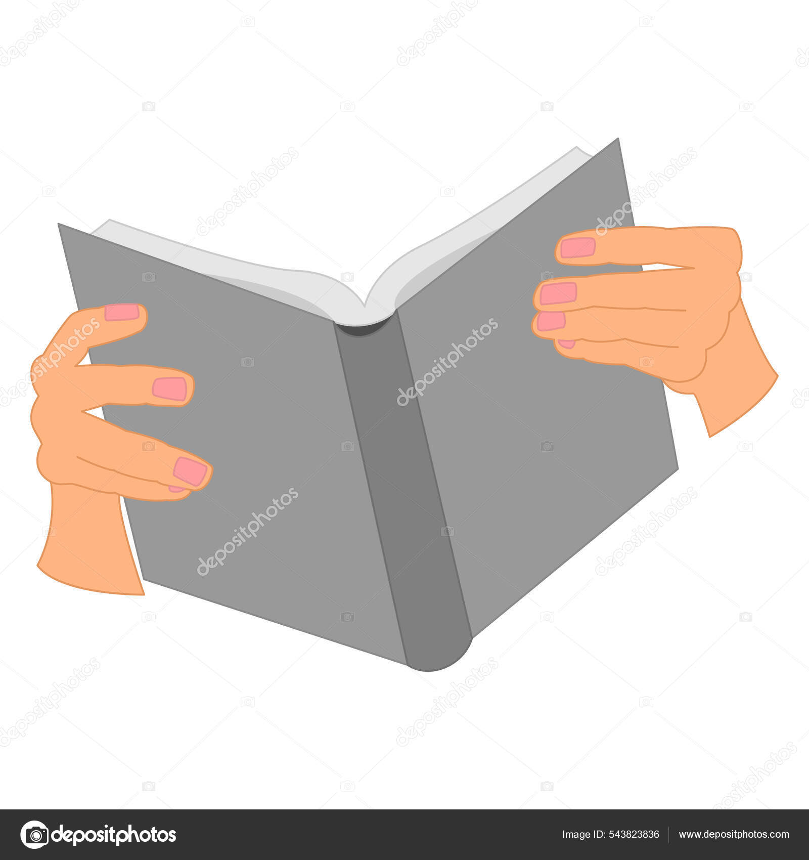 Icon of an open book. Hands holding an open book - vector image