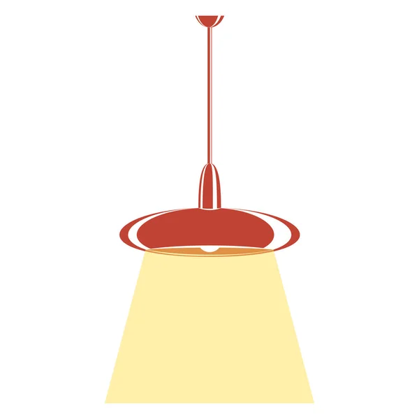 Stropní Lampa Červený Plochý Oválný Odstín Osvětlovací Zařízení Prvek Domácího — Stockový vektor