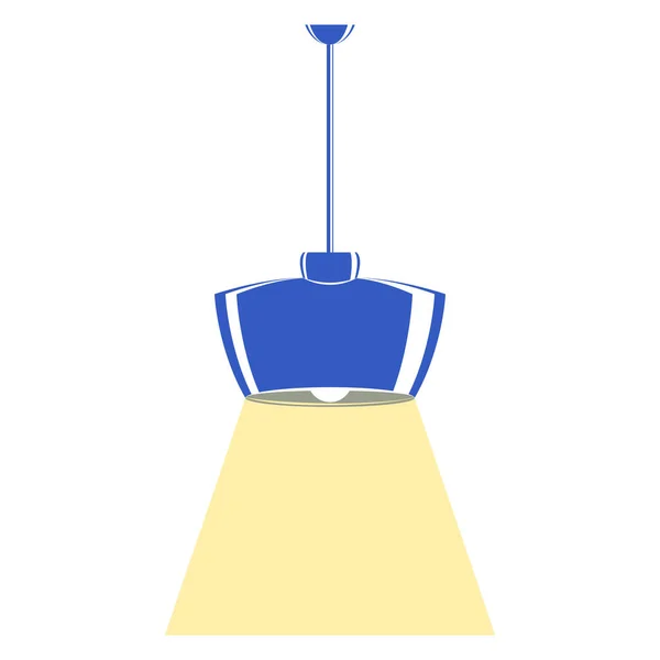 Stropní Lampa Modrý Velký Odstín Lampy Silný Paprsek Světla Osvětlovací — Stockový vektor