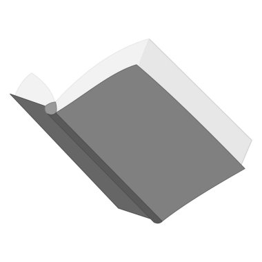 Kağıt sayfalı açık bir kitap. Alt manzara, ciltsiz kitap. Şablon, model. Öğrenme, okuma, eğitim, kitapçı. Vektör simgesi, düz, gri, izole