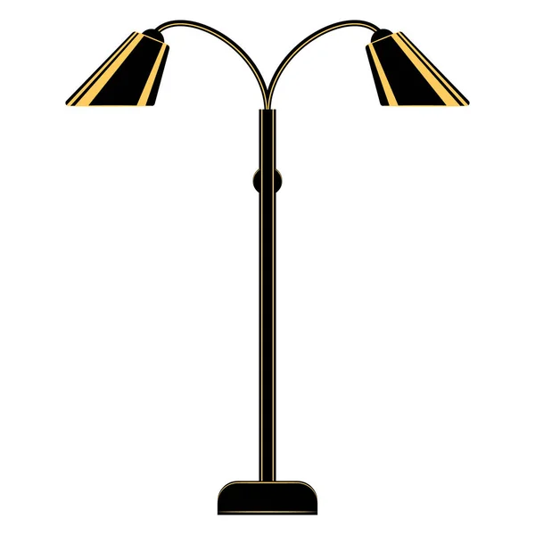 Stehlampe Beleuchtung Hause Zwei Lampenschirme Auf Einem Vertikalen Stativ Stehlampe — Stockvektor