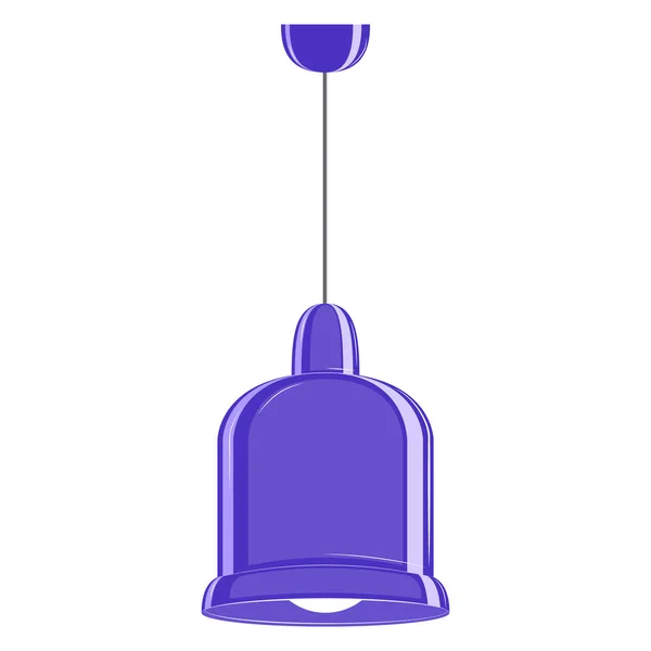 Una Lámpara Techo Pantalla Azul Púrpura Forma Campana Diseño Lámpara — Vector de stock