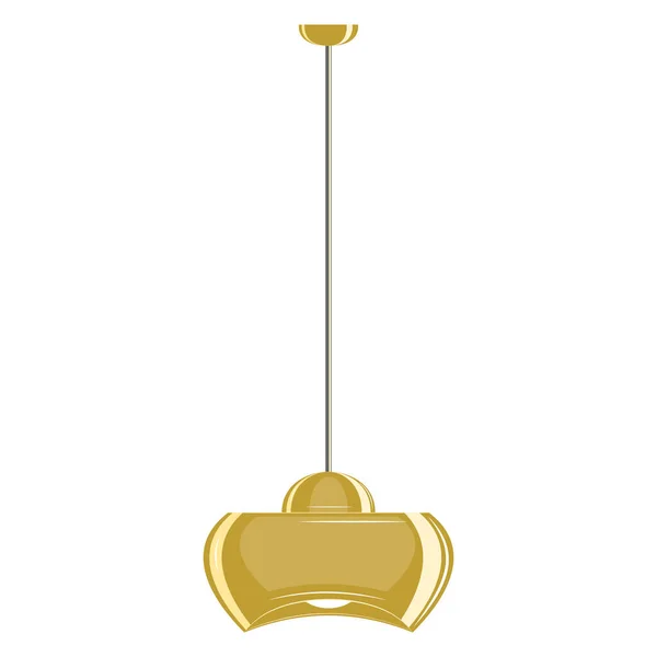 天井灯 半円形の形 マスタード色の大きなランプシェード ファッショナブルなインテリアのためのランプデザイン ベクトルアイコン フラット — ストックベクタ