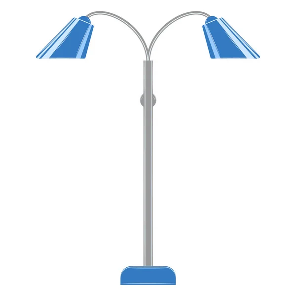 Podlahová Lampa Pro Domácnost Kancelář Dvojitě Odražený Odstín Modré Lampy — Stockový vektor