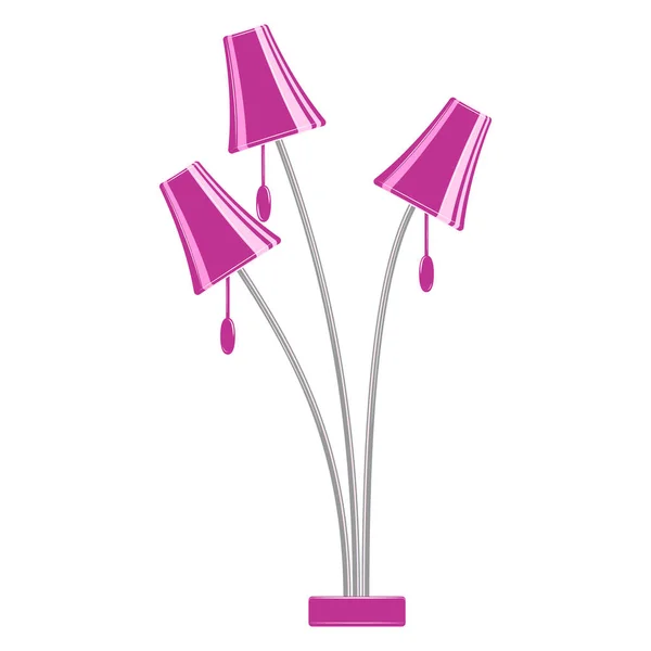 Напольная Лампа Дома Офиса Три Одинаковых Абажура Своем Стенде Фиолетовый Лицензионные Стоковые Векторы