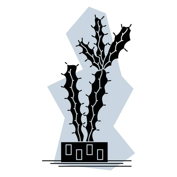 Kaktusz Zamatos Egy Edényben Otthon Irodában Alakított Lapos Tartozékok Éles Jogdíjmentes Stock Illusztrációk
