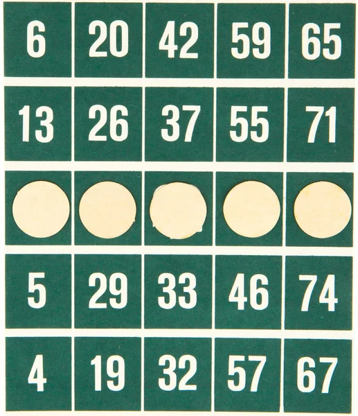 Zelené bingo karty, samostatný — Stock fotografie