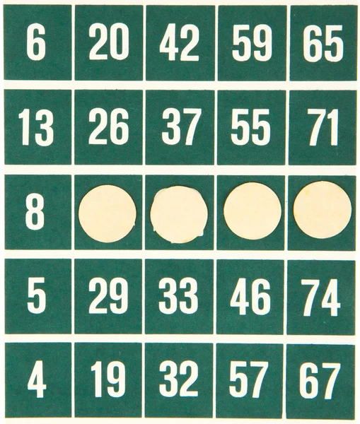 Carta da bingo verde isolata — Foto Stock
