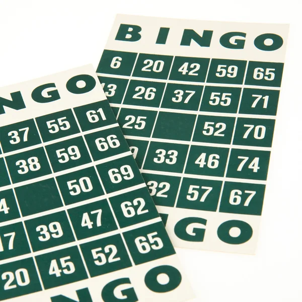 Cartões de bingo verdes isolados — Fotografia de Stock