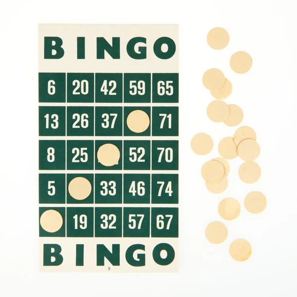 Carte de bingo verte isolée — Photo