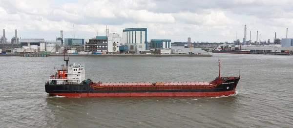 Small chemical tanker sailing in the port of Rotterdam (Holland) — Stock Photo, Image