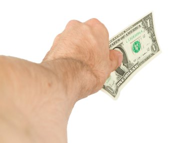 bir dolarlık banknot veren adam