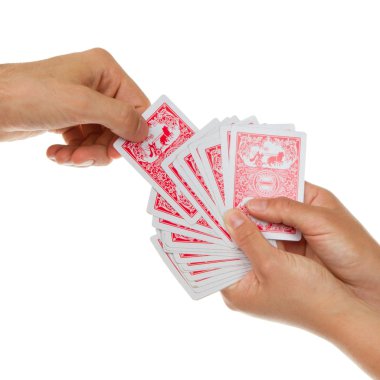 Man picking a playing card clipart